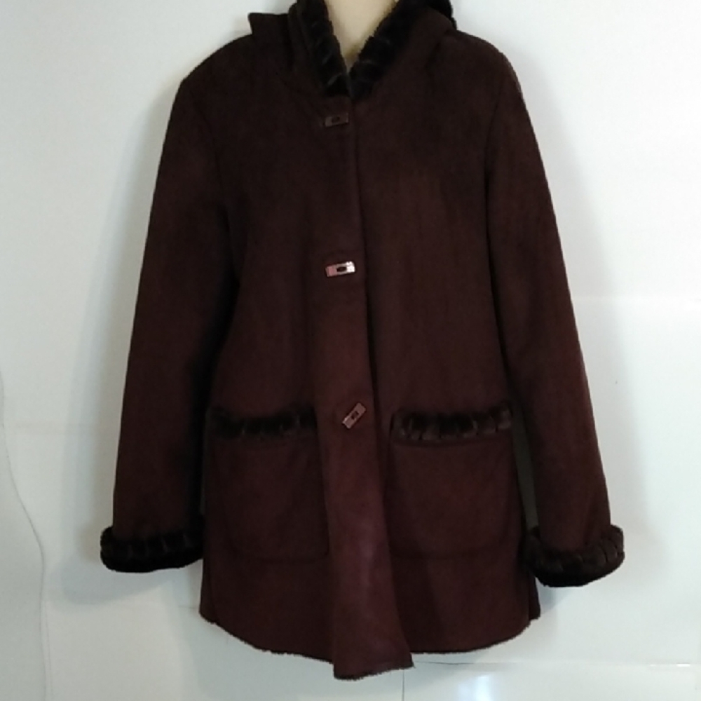 Chocolate Brown Fully Lined Pennylane Modern Suede Feel Teddybear Coat Jacket